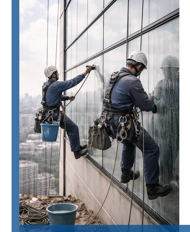 Профессиональная мойка фасадных окон альпинистами в Армавире