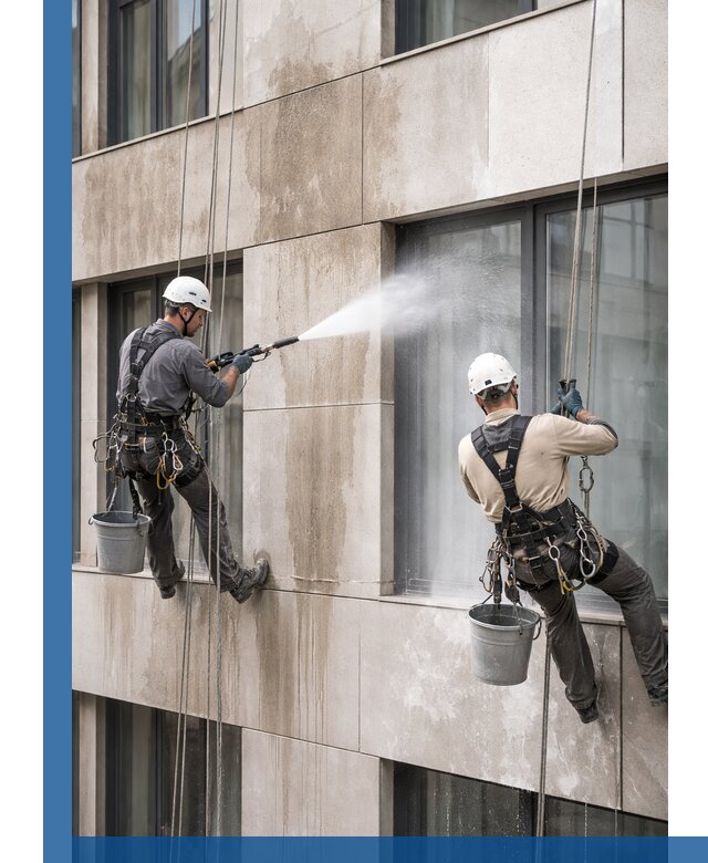 Послестроительная мойка фасада промышленным альпинизмом в Армавире