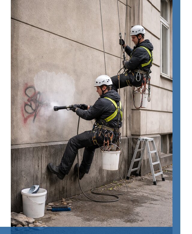 Удаление граффити с фасада в Армавире от 4559 р. | ВЫСОТНИК-Рмв