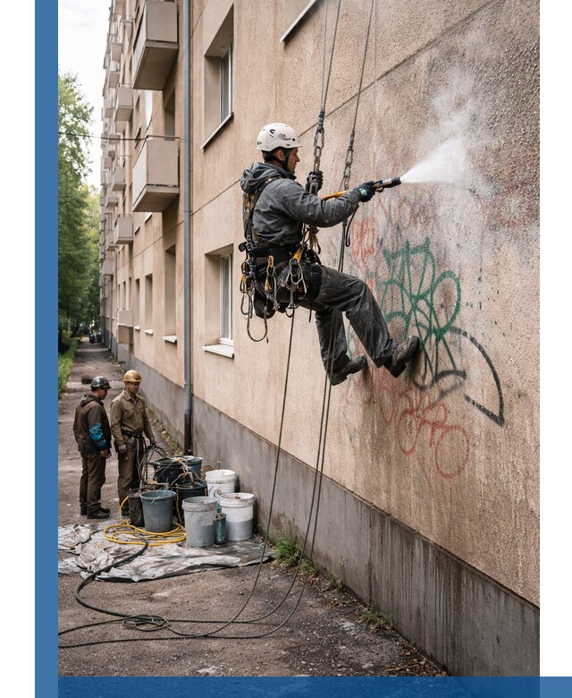 Удаление граффити с фасада в Армавире без следов и повреждений