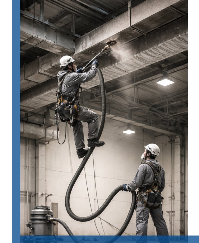 Обеспыливание потолочных конструкций в Армавире промышленным альпинизмом