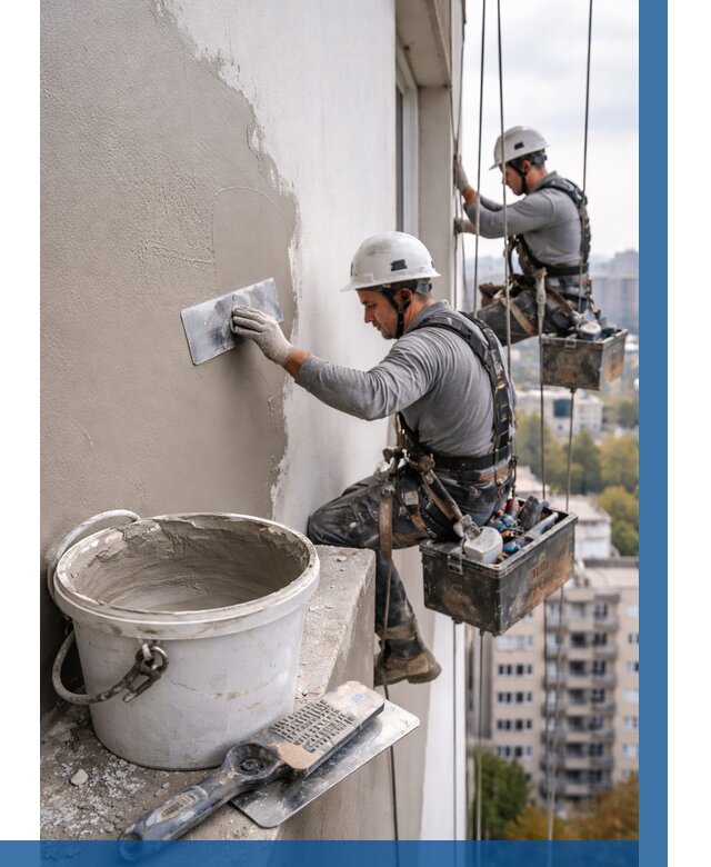 Шпаклевка фасада на высоте в Армавире от 709 р. | ВЫСОТНИК-Рмв