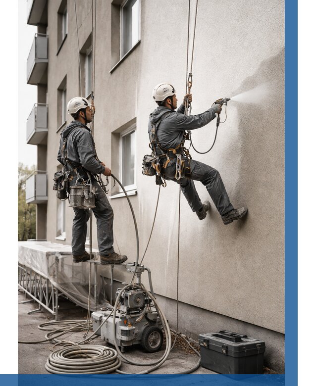 Безвоздушная покраска фасада в Армавире от 223 р/м² | ВЫСОТНИК-Рмв