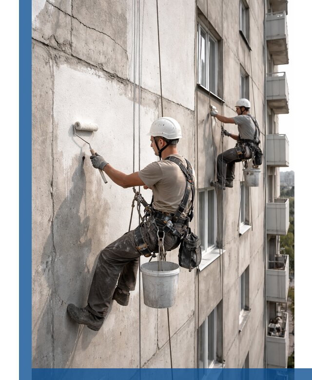 Покраска бетонного фасада в Армавире для жилых и промышленных объектов