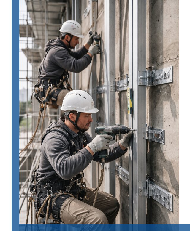 Монтаж и крепление подсистемы вентфасада в Армавире