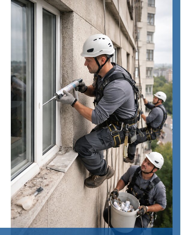 Герметизация оконных швов снаружи в Армавире от 1520 р. | ВЫСОТНИК-Рмв