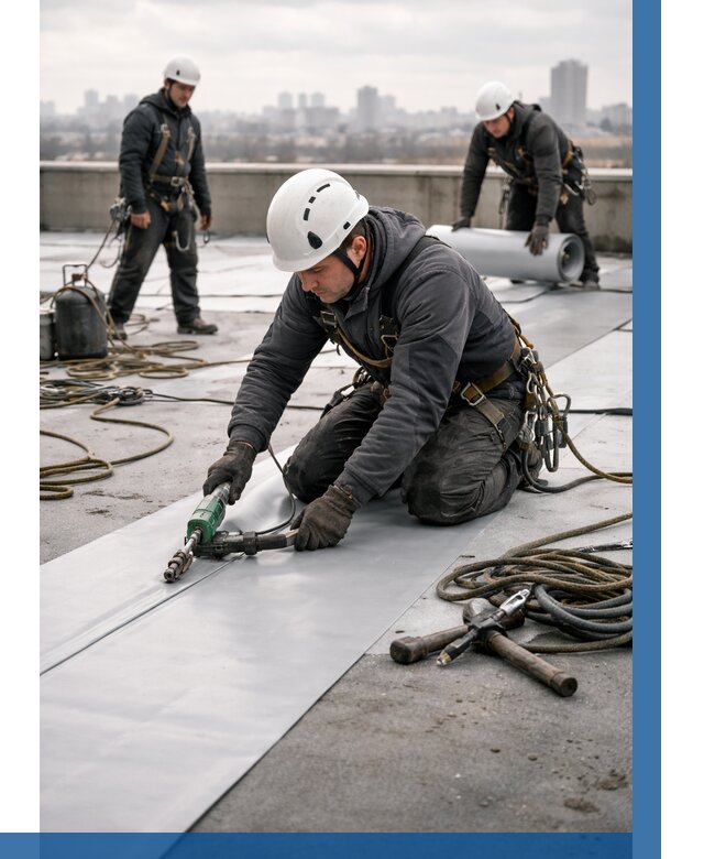 Ремонт мембранной кровли в Армавире от 1824 р./м2 | ВЫСОТНИК-Рмв