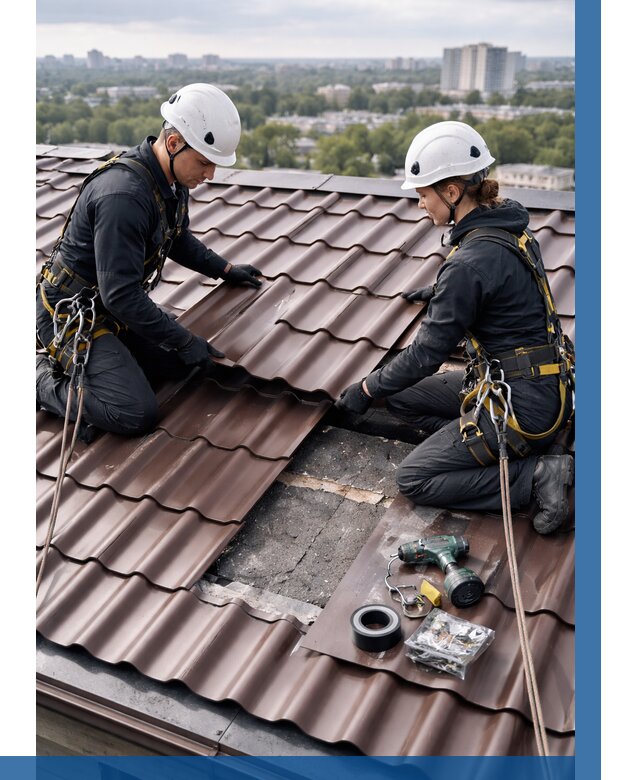 Ремонт металлочерепицы на крыше в Армавире от 912 р. | ВЫСОТНИК-Рмв