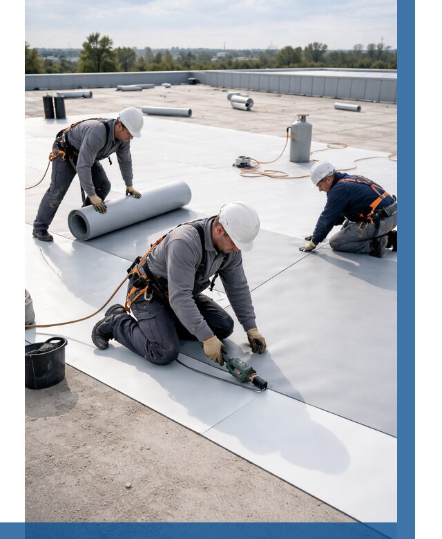 Монтаж мембранной кровли под ключ в Армавире от 1216 р. | ВЫСОТНИК-Рмв