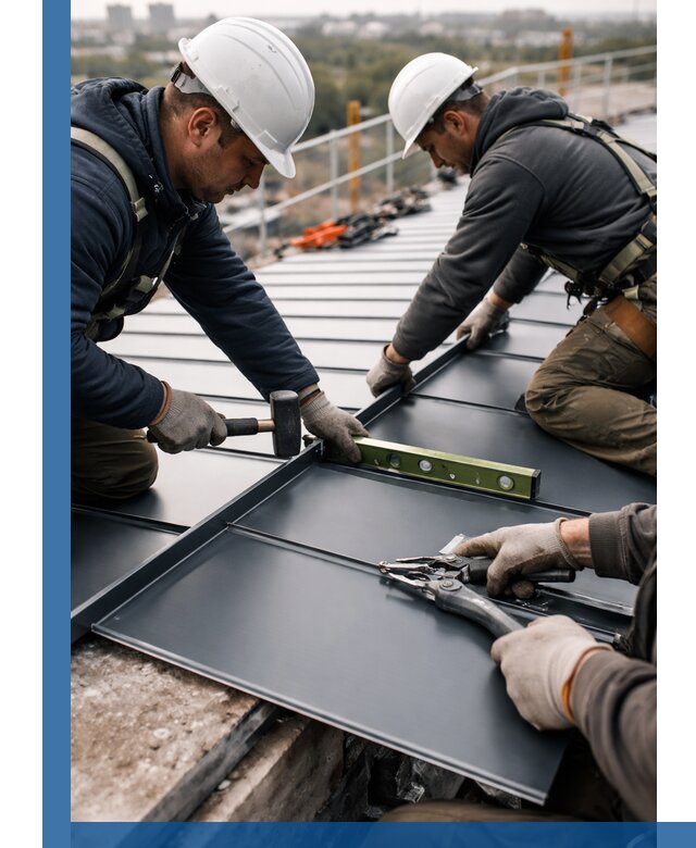 Монтаж фальцевой кровли в Армавире для промышленных зданий