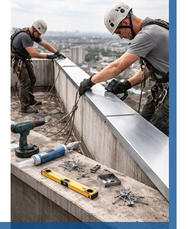 Монтаж парапетных крышек в Армавире от 810 р. | ВЫСОТНИК-Рмв