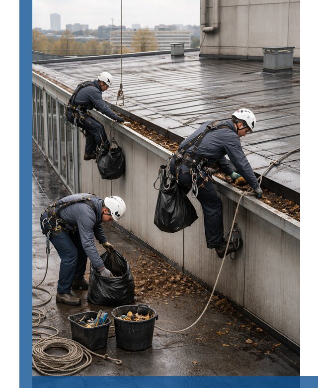 Очистка кровли по периметру в Армавире силами промышленных альпинистов