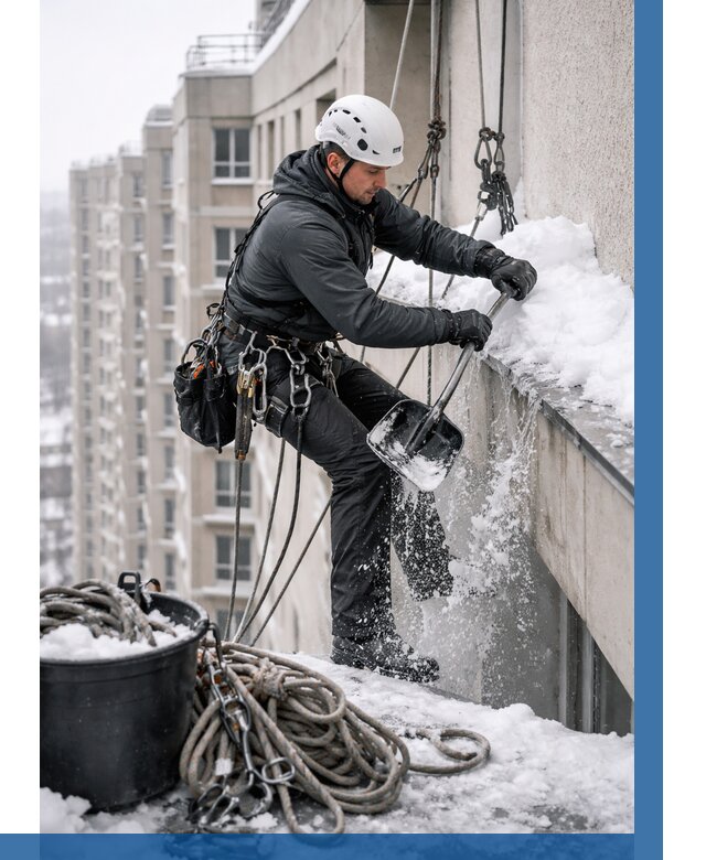 Очистка карнизов от снега в Армавире от 304 р. | ВЫСОТНИК-Рмв