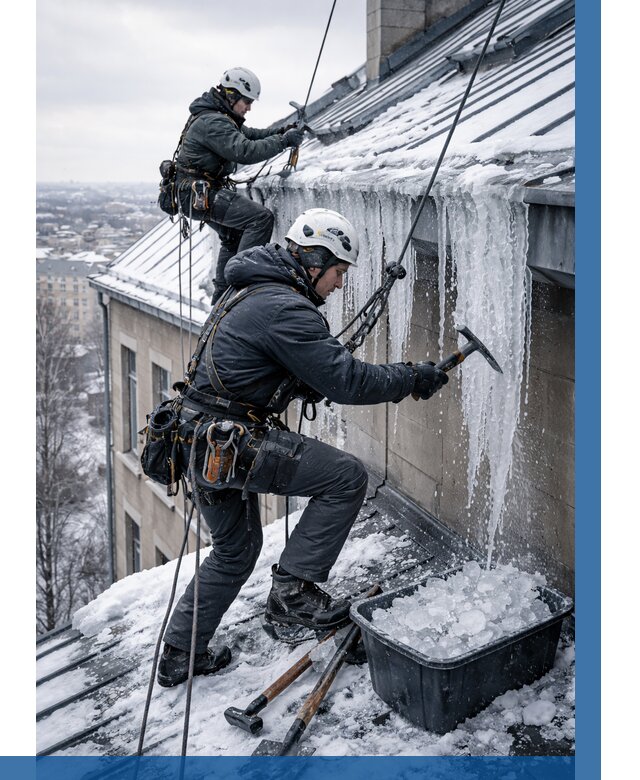 Удаление наледи с кровли в Армавире от 5572 р. | ВЫСОТНИК-Рмв