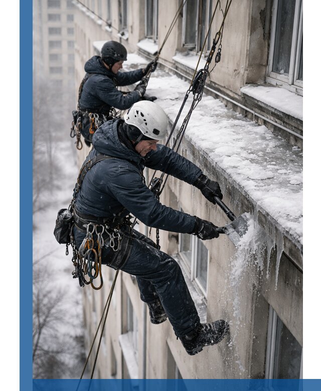 Удаление наледи и сосулек с карнизов в Армавире профессионально