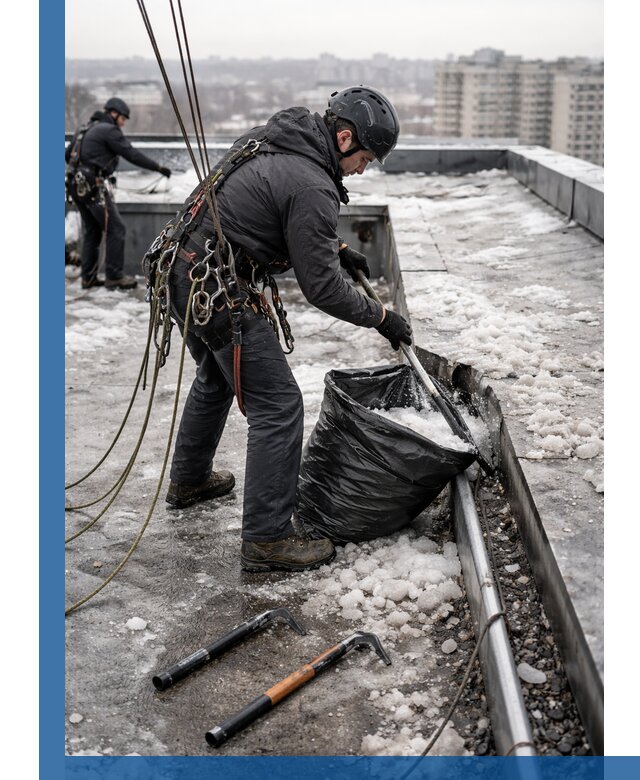 Аварийная очистка кровли в Армавире от промальпинистов