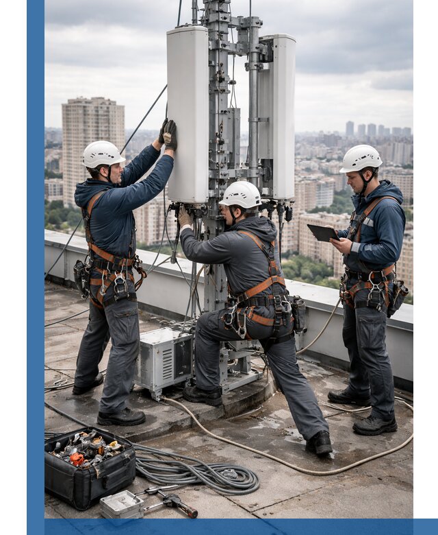 Монтаж антенн связи на крыше в Армавире с вводом в эксплуатацию