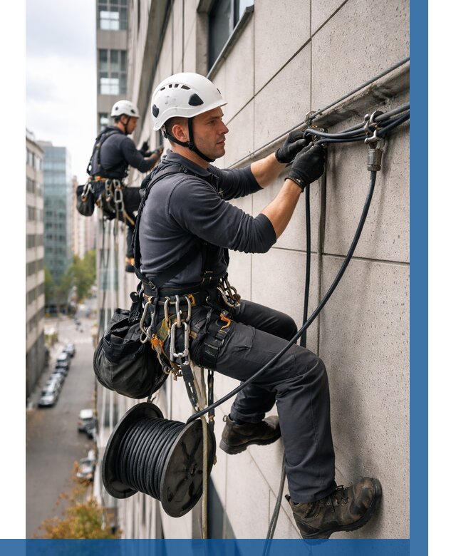 Прокладка кабеля по фасаду в Армавире от 355 р. | ВЫСОТНИК-Рмв