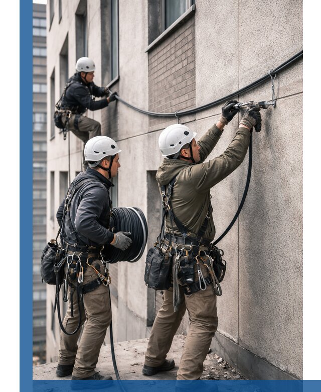 Прокладка кабеля по фасаду в Армавире, профессиональный монтаж