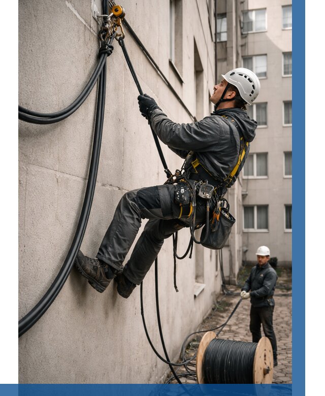 Протяжка кабеля питания на высоте в Армавире от 456 р. | ВЫСОТНИК-Рмв