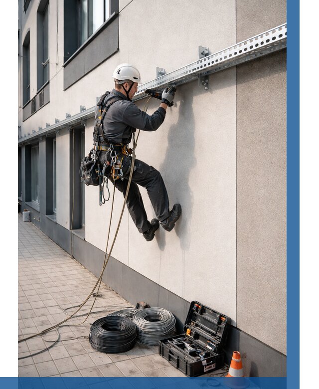 Монтаж кабельных лотков на фасаде в Армавире от 1216 р. | ВЫСОТНИК-Рмв