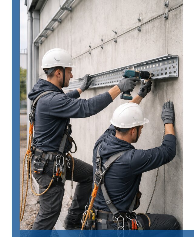 Монтаж кабельных лотков на фасаде зданий в Армавире с гарантией