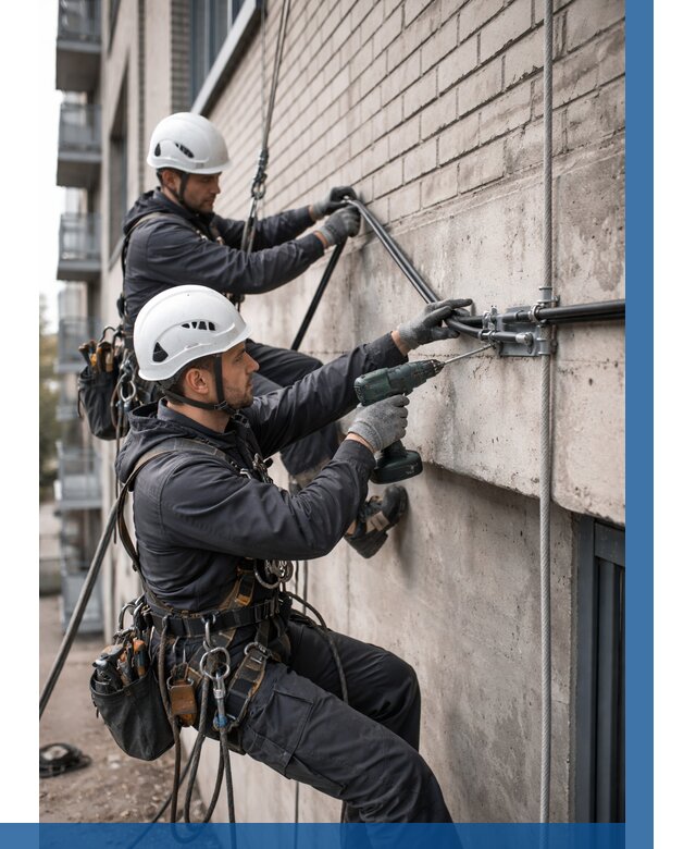 Крепление кабеля на фасаде в Армавире от 355 р. | ВЫСОТНИК-Рмв