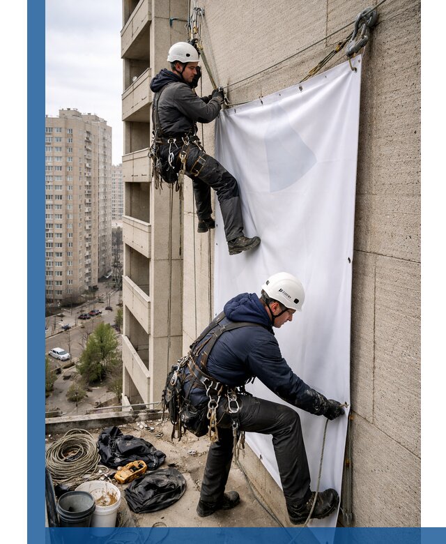 Профессиональный монтаж баннеров на фасаде в Армавире