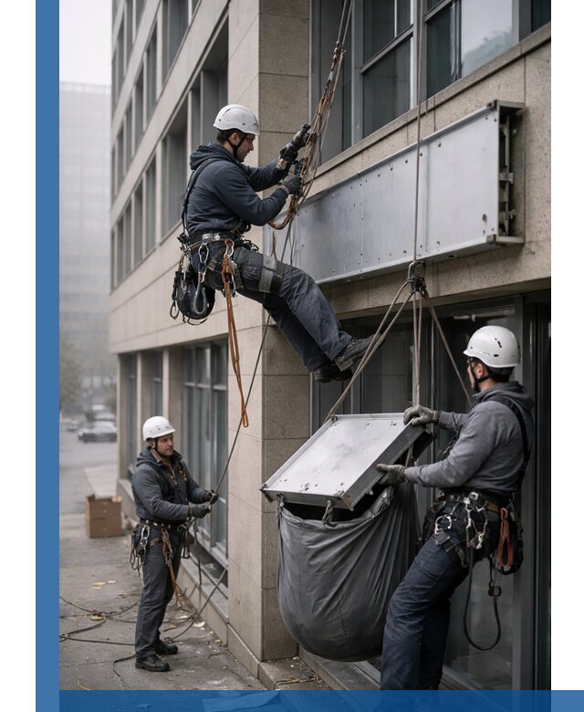 Демонтаж рекламной вывески с высотными работами в Армавире