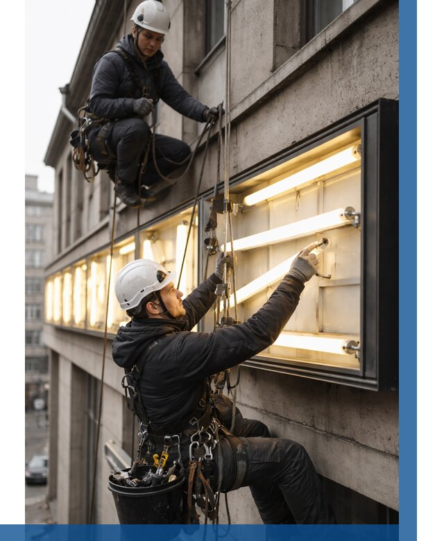 Замена ламп в вывеске в Армавире под ключ от 3546 р. | ВЫСОТНИК-Рмв