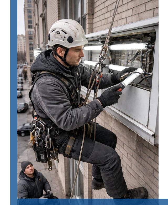Профессиональная замена ламп в наружной вывеске в Армавире