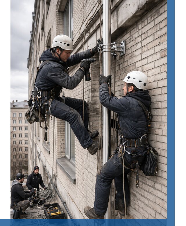 Монтаж флагштока на здании в Армавире от 6585 р. | ВЫСОТНИК-Рмв