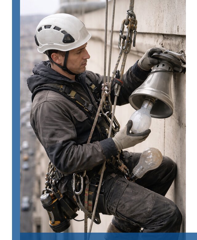 Замена ламп на высоте в Армавире профессионально и быстро