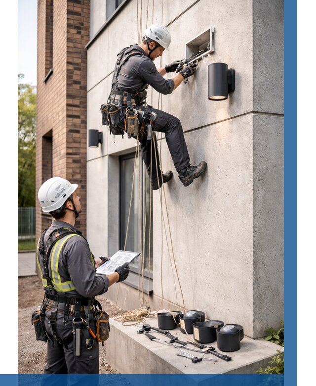 Монтаж фасадного освещения в Армавире от 2533 р. | ВЫСОТНИК-Рмв