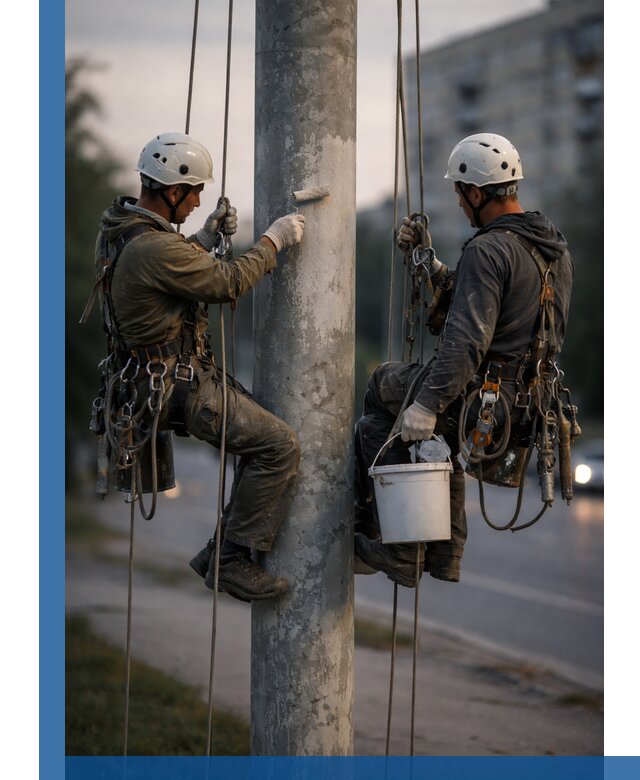 Покраска опор освещения и антикоррозийная защита в Армавире