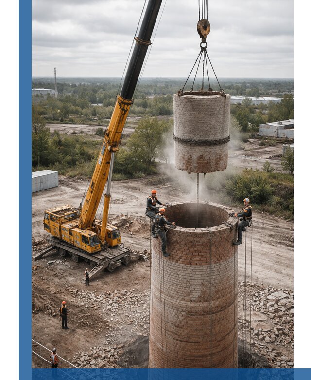 Демонтаж дымовой трубы в Армавире с гарантиями безопасности