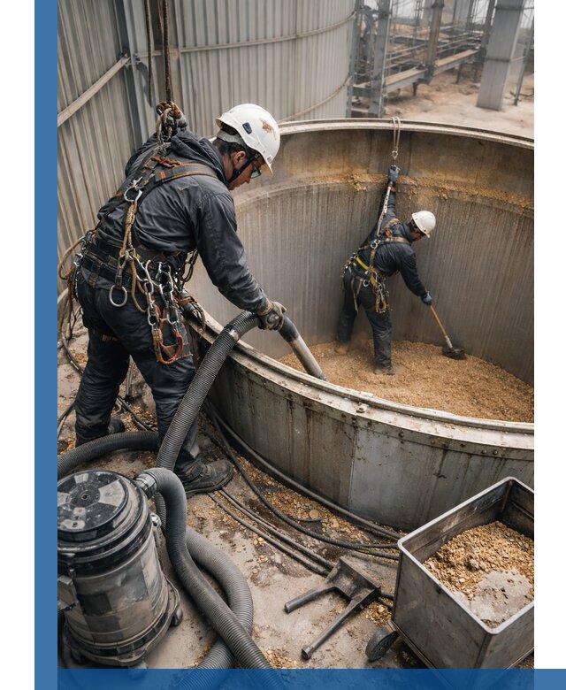 Профессиональная чистка зерновых бункеров в Армавире с выездом