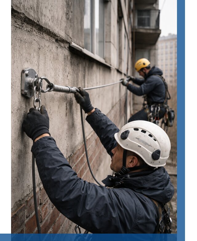Монтаж анкерных линий в Армавире от 3039 р. | ВЫСОТНИК-Рмв