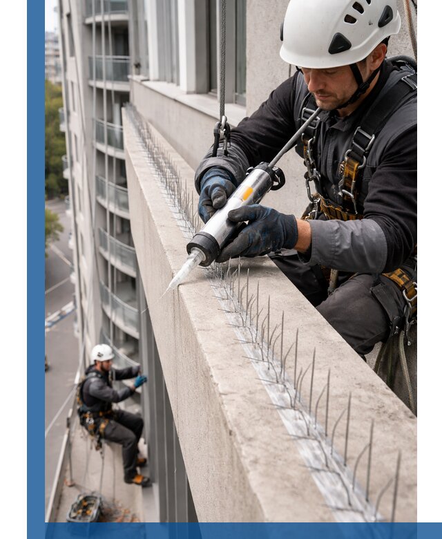 Установка шипов от птиц на фасадах и кровлях в Армавире